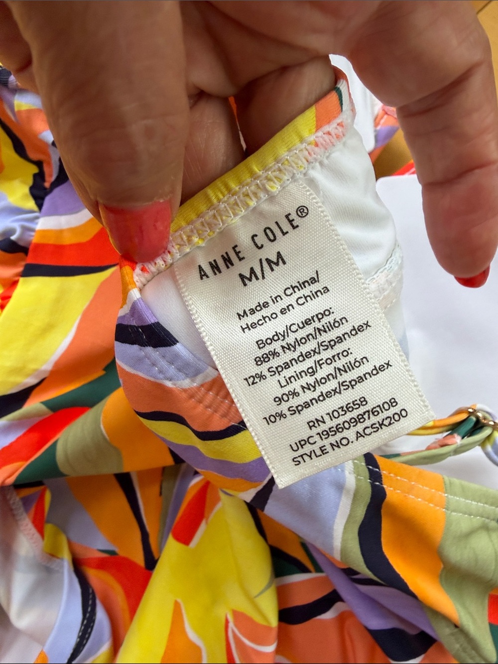 Anne Cole Yellow Multicolor V-Neck Tankini Top - Picture 5 of 9